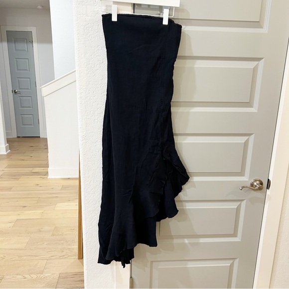 New Free People Made Me Blush Strapless Asymmetrical Midi Dress - Picture 3 of 7